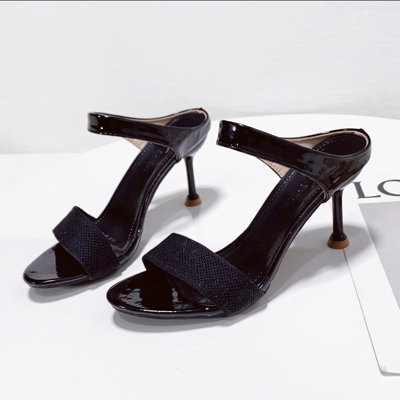 Women's High-Heeled Slip-On Peep Toe Fairy Style Knitted Sandals With Fashionable Stiletto Heels