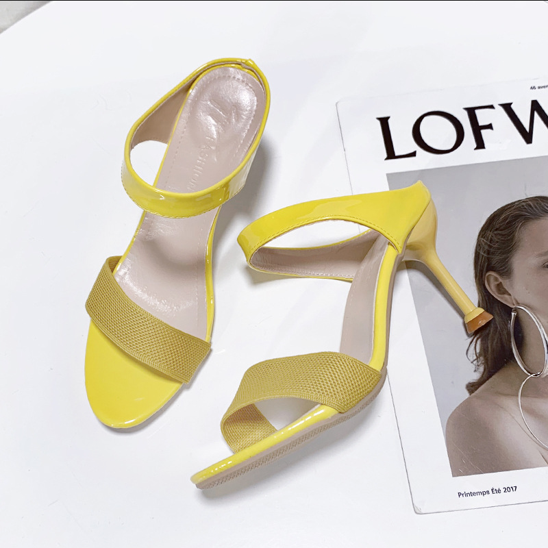 Women's High-Heeled Slip-On Peep Toe Fairy Style Knitted Sandals With Fashionable Stiletto Heels