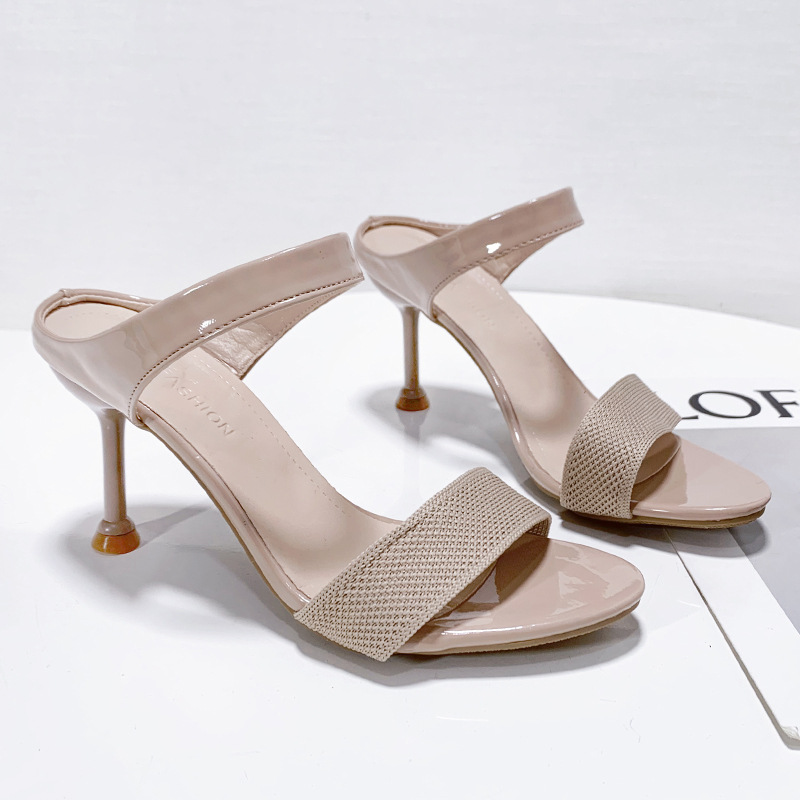 Women's High-Heeled Slip-On Peep Toe Fairy Style Knitted Sandals With Fashionable Stiletto Heels