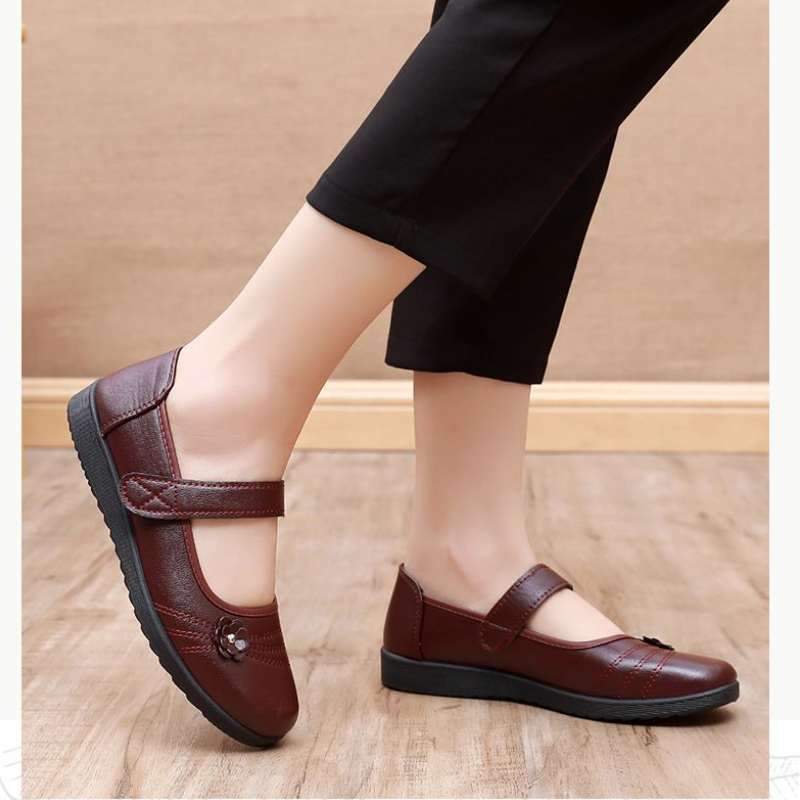 Women's Casual Mary Jane Shoes – Black Durable Leather Upper, Adjustable Strap, Lightweight Construction, Suitable For Everyday Wear & Outdoor Play, All Sizes Available