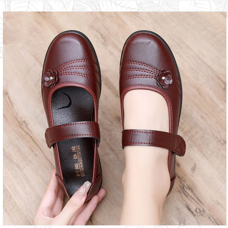 Women's Casual Mary Jane Shoes – Black Durable Leather Upper, Adjustable Strap, Lightweight Construction, Suitable For Everyday Wear & Outdoor Play, All Sizes Available