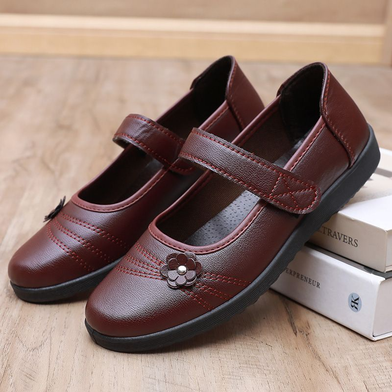 Women's Casual Mary Jane Shoes – Black Durable Leather Upper, Adjustable Strap, Lightweight Construction, Suitable For Everyday Wear & Outdoor Play, All Sizes Available