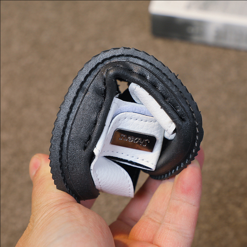 Kids' Open-Toe Sandal Shoes – Durable Leather Material, Adjustable Hook-And-Loop Strap, Non-Slip Black Sole,Lightweight Construction, Perfect For Summer Casual Wear & Beach Outings