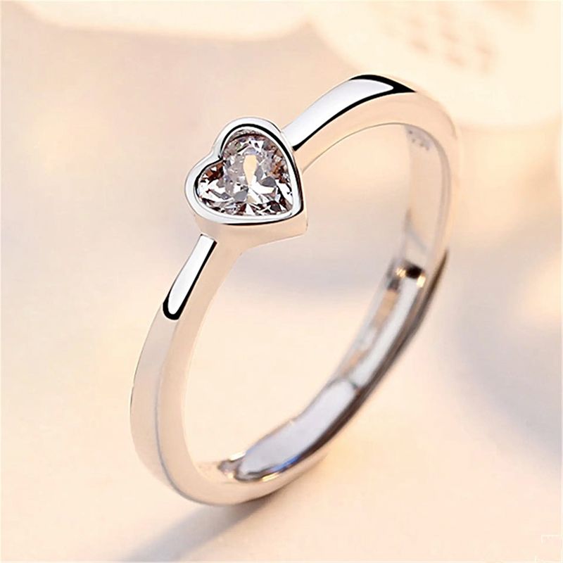 2 Pieces Couple Ring Set Men and Women Hollow Heart Shape Diamond Ring Jewelry Ring Wedding Valentine's Day Gift Adjustable Ring Diamond Style