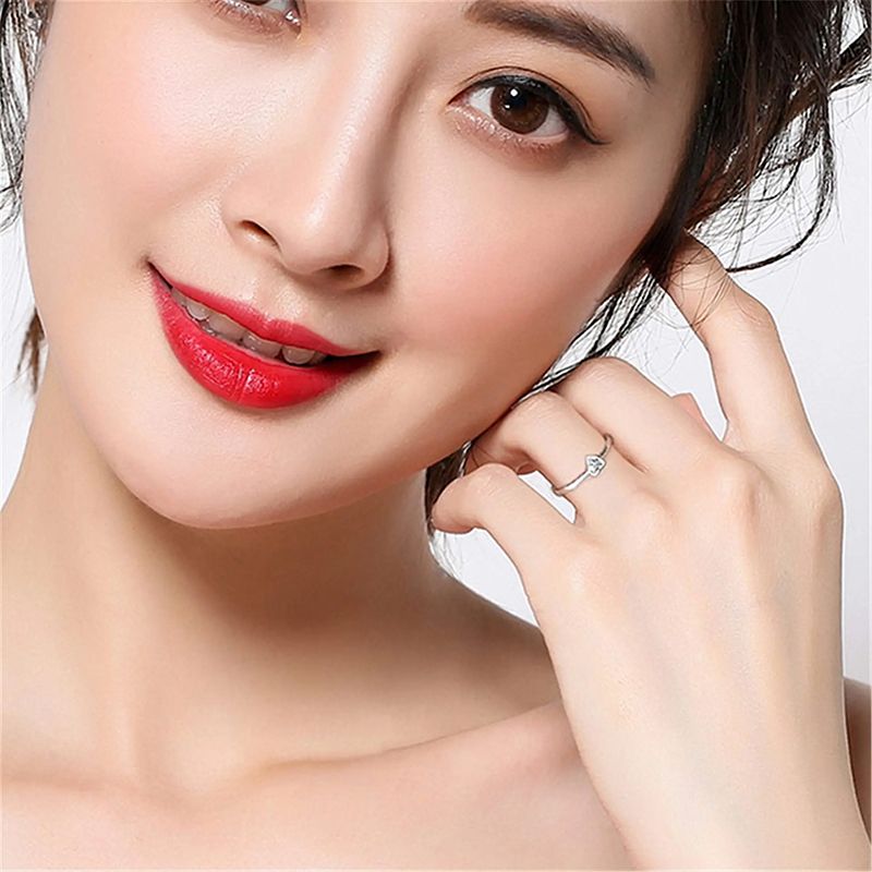 2 Pieces Couple Ring Set Men and Women Hollow Heart Shape Diamond Ring Jewelry Ring Wedding Valentine's Day Gift Adjustable Ring Diamond Style