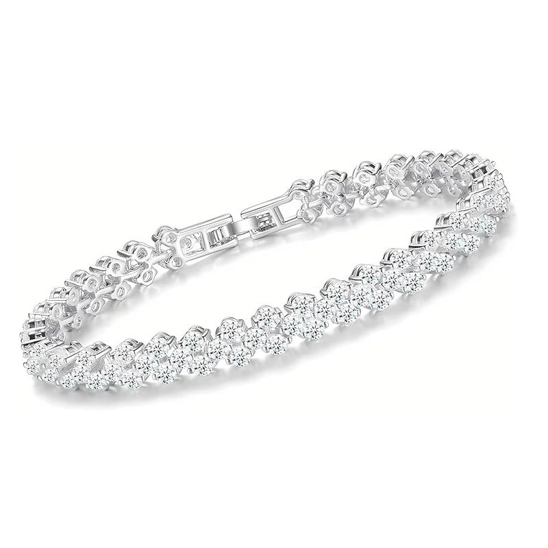 2 Pack Crystal Diamond Women's Bracelet Fashion Bracelet Jewelry Roman Bracelet Women Zircon Crystal New Style Bracelet Diamond Fashion Jewelry Full Diamond