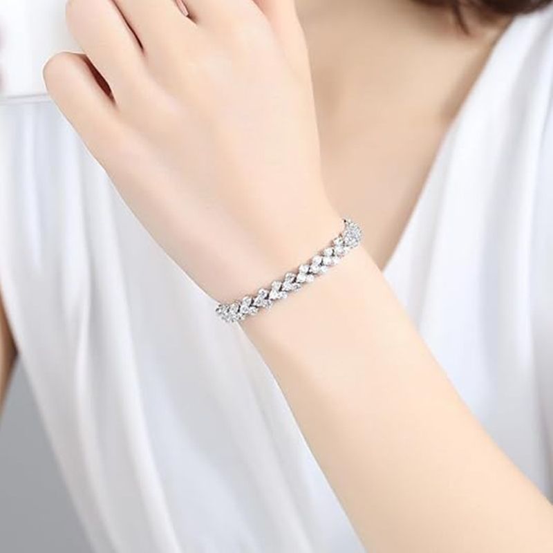 2 Pack Crystal Diamond Women's Bracelet Fashion Bracelet Jewelry Roman Bracelet Women Zircon Crystal New Style Bracelet Diamond Fashion Jewelry Full Diamond