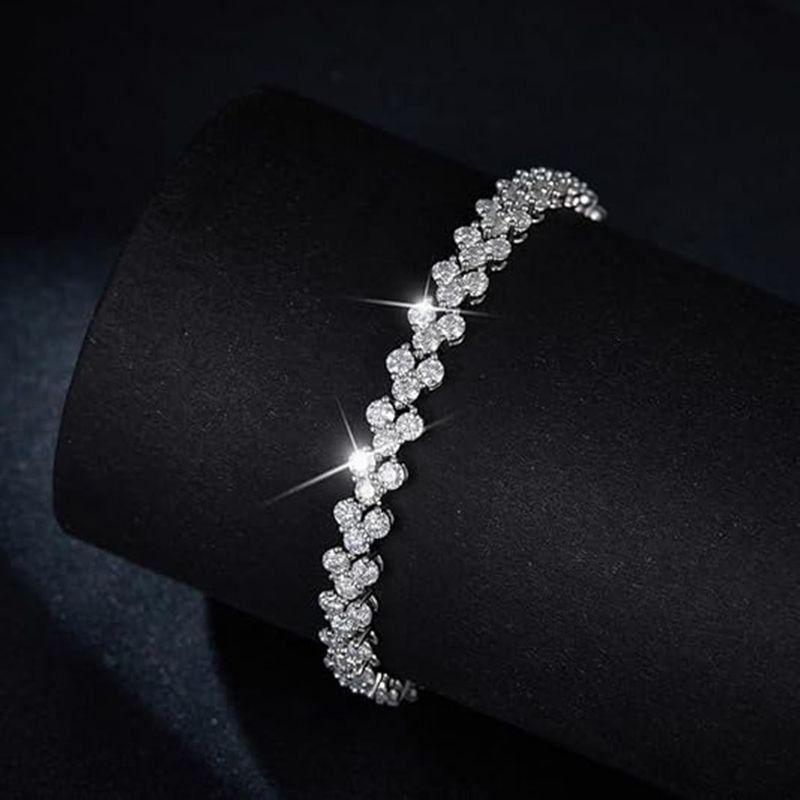 2 Pack Crystal Diamond Women's Bracelet Fashion Bracelet Jewelry Roman Bracelet Women Zircon Crystal New Style Bracelet Diamond Fashion Jewelry Full Diamond