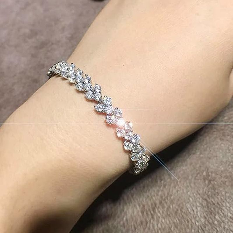 2 Pack Crystal Diamond Women's Bracelet Fashion Bracelet Jewelry Roman Bracelet Women Zircon Crystal New Style Bracelet Diamond Fashion Jewelry Full Diamond