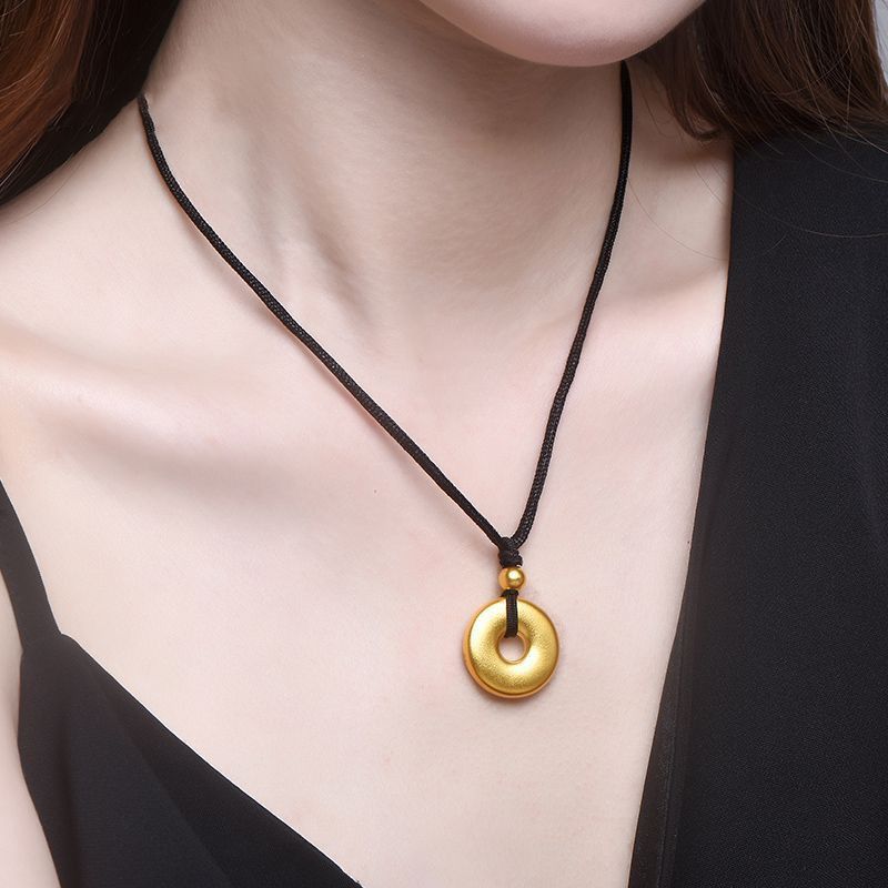 Fashionable Men's And Women's Peace Buckle Pendant Plain Circle Necklace Pendant Necklace Retro Gold Peace Buckle Pendant Men's And Women's Round Pendant