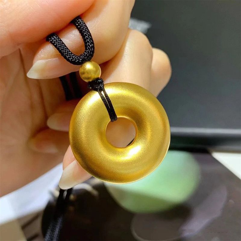 Fashionable Men's And Women's Peace Buckle Pendant Plain Circle Necklace Pendant Necklace Retro Gold Peace Buckle Pendant Men's And Women's Round Pendant