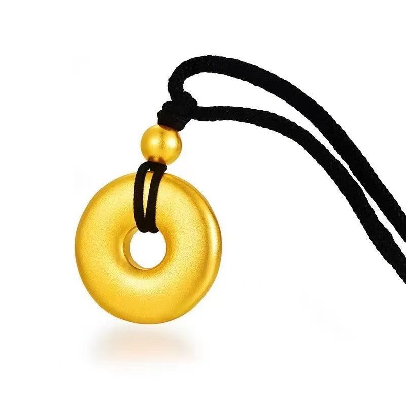 Fashionable Men's And Women's Peace Buckle Pendant Plain Circle Necklace Pendant Necklace Retro Gold Peace Buckle Pendant Men's And Women's Round Pendant