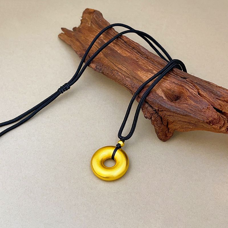 Fashionable Men's And Women's Peace Buckle Pendant Plain Circle Necklace Pendant Necklace Retro Gold Peace Buckle Pendant Men's And Women's Round Pendant