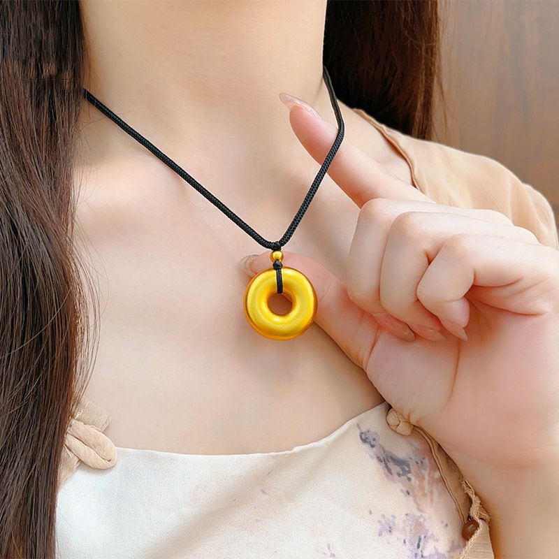 Fashionable Men's And Women's Peace Buckle Pendant Plain Circle Necklace Pendant Necklace Retro Gold Peace Buckle Pendant Men's And Women's Round Pendant