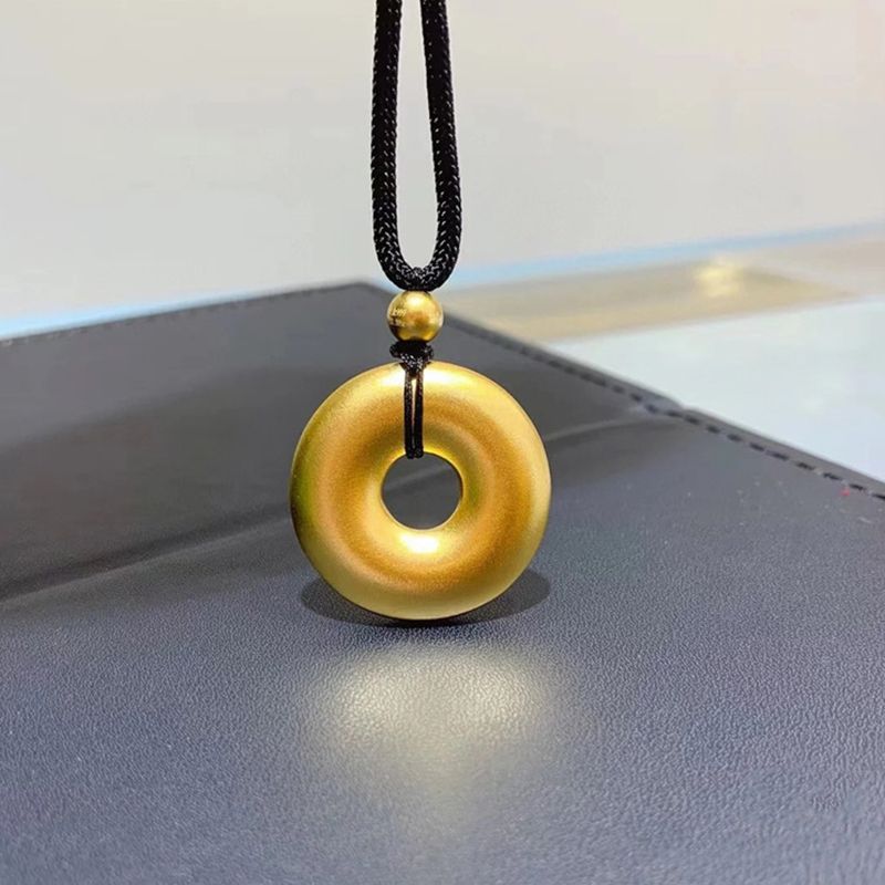 Fashionable Men's And Women's Peace Buckle Pendant Plain Circle Necklace Pendant Necklace Retro Gold Peace Buckle Pendant Men's And Women's Round Pendant