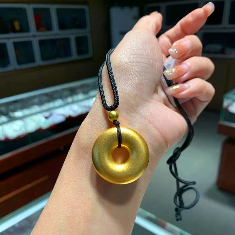 Fashionable Men's And Women's Peace Buckle Pendant Plain Circle Necklace Pendant Necklace Retro Gold Peace Buckle Pendant Men's And Women's Round Pendant