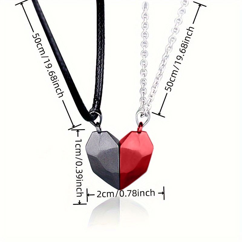 2 Pieces Of Love Magnet Necklace For Couples, Simple Wishing Stone Splicing Pendant, Male And Female Jewelry Clavicle Chain