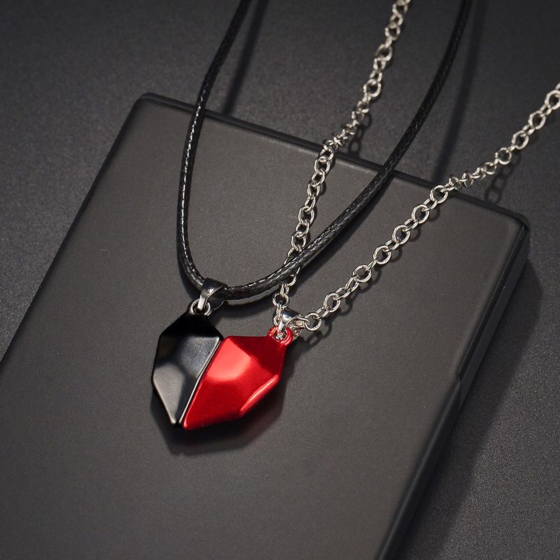 2 Pieces Of Love Magnet Necklace For Couples, Simple Wishing Stone Splicing Pendant, Male And Female Jewelry Clavicle Chain
