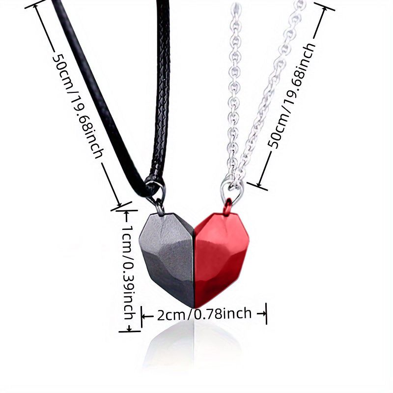 2 Pieces Of Love Magnet Necklace For Couples, Simple Wishing Stone Splicing Pendant, Male And Female Jewelry Clavicle Chain