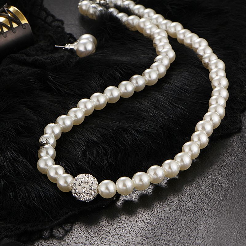 3-Piece Imitation Pearl Necklace Bracelet Earrings Women's Fashion Personality Necklace Jewelry Bridal Accessories Gift Party