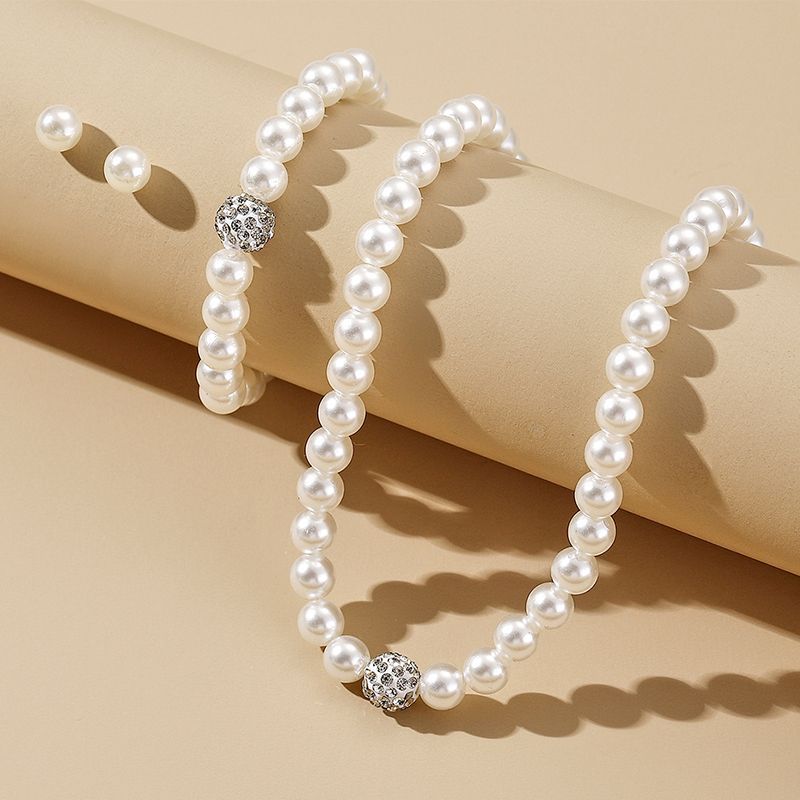 3-Piece Imitation Pearl Necklace Bracelet Earrings Women's Fashion Personality Necklace Jewelry Bridal Accessories Gift Party