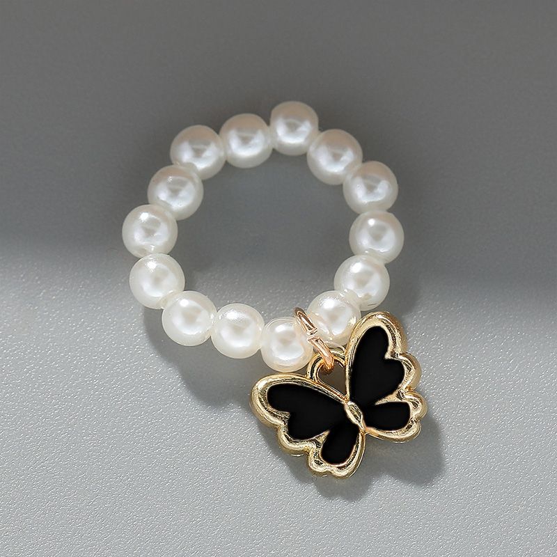 4-Piece Women's Fashion Imitation Pearl Butterfly Jewelry Set Oil Drop Butterfly Charm Bracelet Earrings Necklace Girls Jewelry Gift