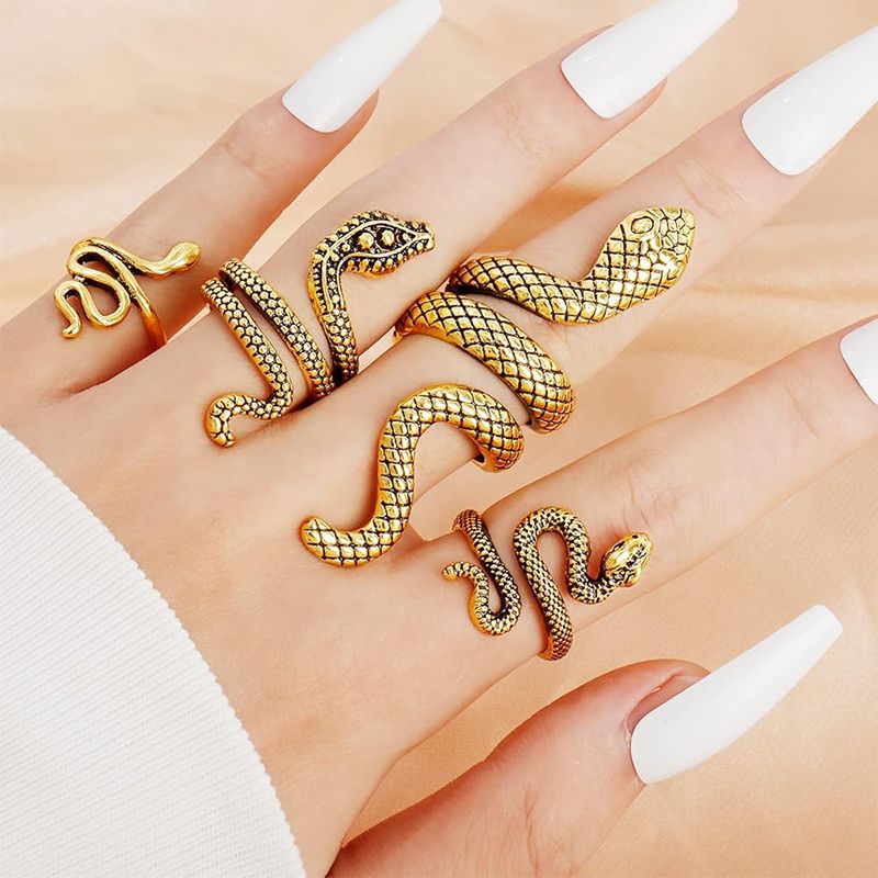 Snake Skin Pattern Rings Best price for 4-Piece Set Women's Fashion Personality Snake Pattern ...