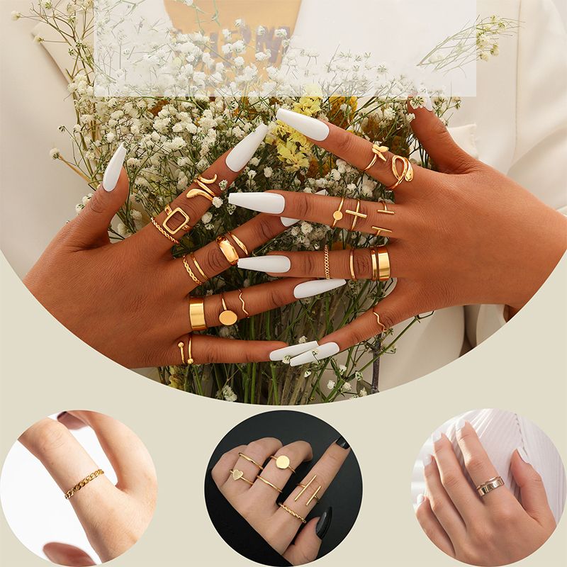 21 pieces/set Women's Fashion Personalized Snake Butterfly Multi-jointed Ring Animal Retro Men's and Women's Ring Set Combination Jewelry Birthday Gift Ring