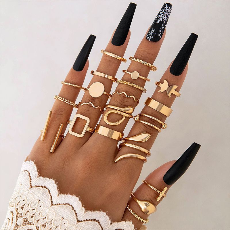 21 pieces/set Women's Fashion Personalized Snake Butterfly Multi-jointed Ring Animal Retro Men's and Women's Ring Set Combination Jewelry Birthday Gift Ring