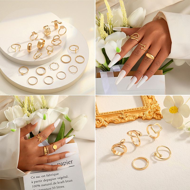 21 pieces/set Women's Fashion Personalized Snake Butterfly Multi-jointed Ring Animal Retro Men's and Women's Ring Set Combination Jewelry Birthday Gift Ring