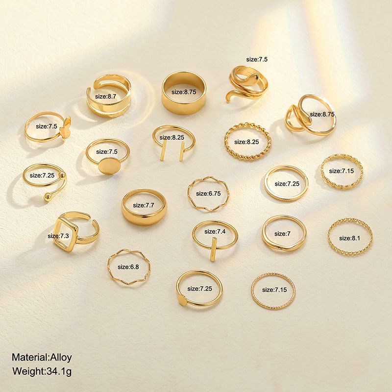 21 pieces/set Women's Fashion Personalized Snake Butterfly Multi-jointed Ring Animal Retro Men's and Women's Ring Set Combination Jewelry Birthday Gift Ring
