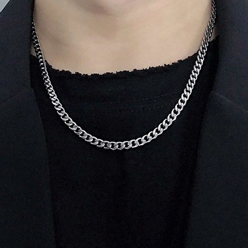 Men's Double-Layer Cuban Necklace Hip-Hop Fashion Casual Personality Geometric Twisted Long Pendant New All-Match Fashion Light Luxury Metal Feel