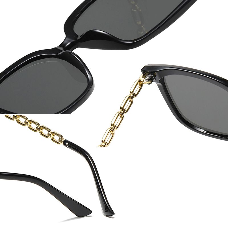 Sunglasses Women Fashion Accessories Chain Leg Sunglasses Casual Large Frame Trendy High-end Women Retro Fashion Accessories New Style Square Large Frame Sunglasses