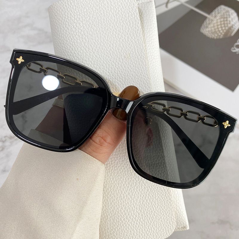 Sunglasses Women Fashion Accessories Chain Leg Sunglasses Casual Large Frame Trendy High-end Women Retro Fashion Accessories New Style Square Large Frame Sunglasses