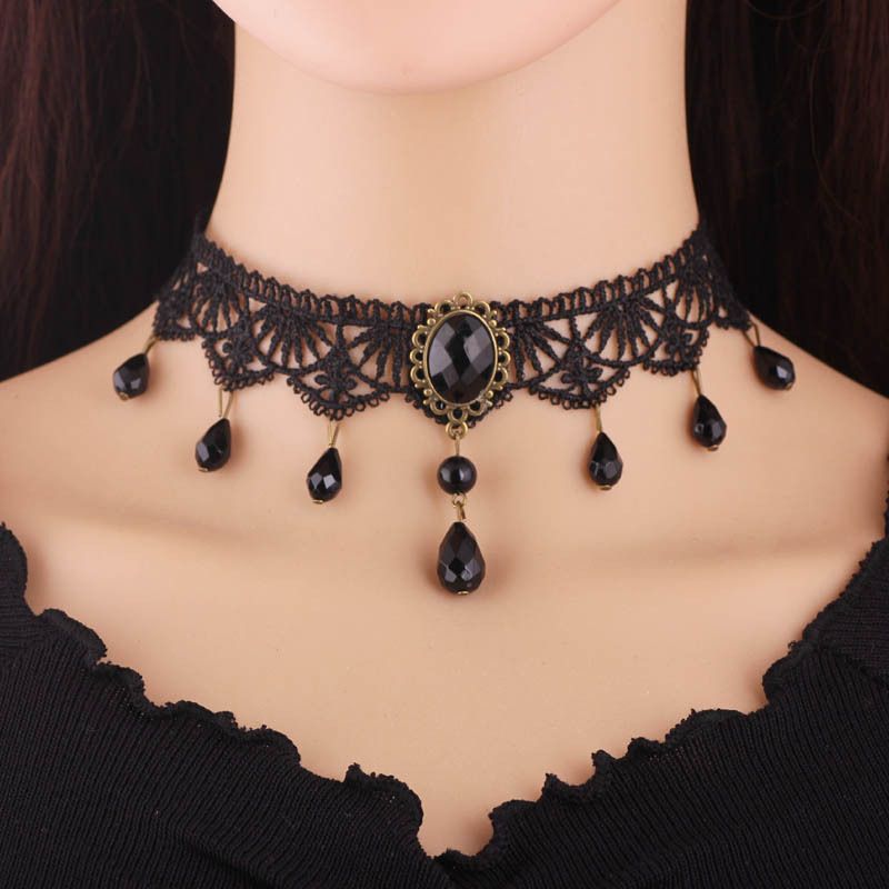 Women's Fashion Accessories Black Lace Neck Chain Necklace Nightclub Trend Personality High-End Women'S Accessories New Neck Chokers Lace Necklace
