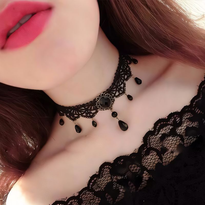 Women's Fashion Accessories Black Lace Neck Chain Necklace Nightclub Trend Personality High-End Women'S Accessories New Neck Chokers Lace Necklace
