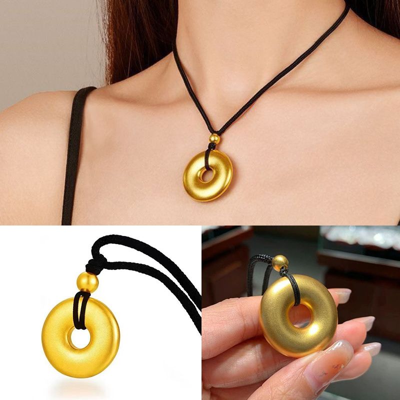 Fashionable Men's And Women's Peace Buckle Pendant Plain Circle Necklace Pendant Necklace Retro Gold Peace Buckle Pendant Men's And Women's Round Pendant