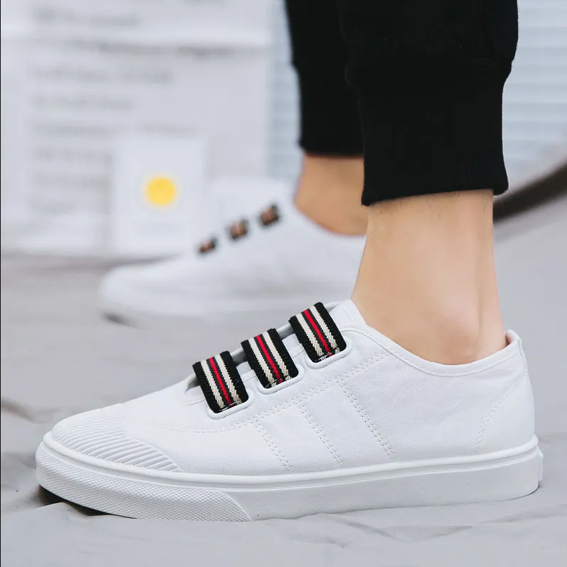 Men's Slip-On Canvas Shoes –Canvas Material, No-Lace Elastic Strap Design, Padded Insole,Lightweight Construction,Perfect For Streetwear & Daily Commute