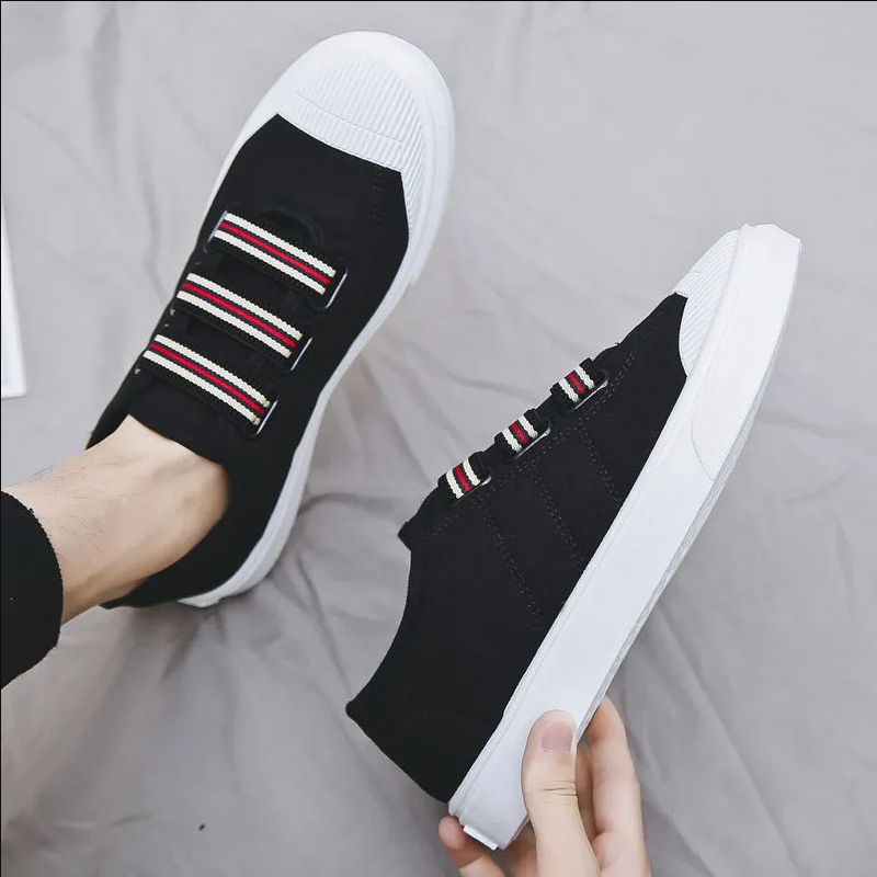 Men's Slip-On Canvas Shoes –Canvas Material, No-Lace Elastic Strap Design, Padded Insole,Lightweight Construction,Perfect For Streetwear & Daily Commute