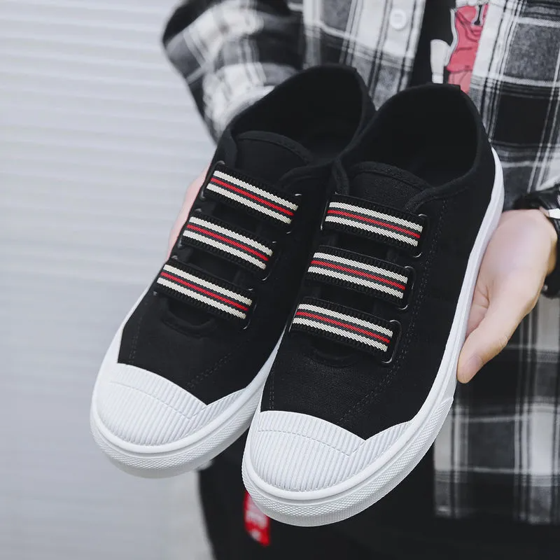 Men's Slip-On Canvas Shoes –Canvas Material, No-Lace Elastic Strap Design, Padded Insole,Lightweight Construction,Perfect For Streetwear & Daily Commute