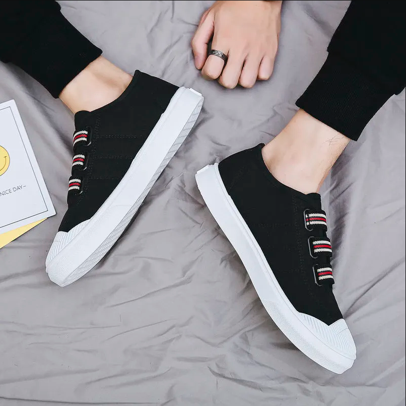 Men's Slip-On Canvas Shoes –Canvas Material, No-Lace Elastic Strap Design, Padded Insole,Lightweight Construction,Perfect For Streetwear & Daily Commute