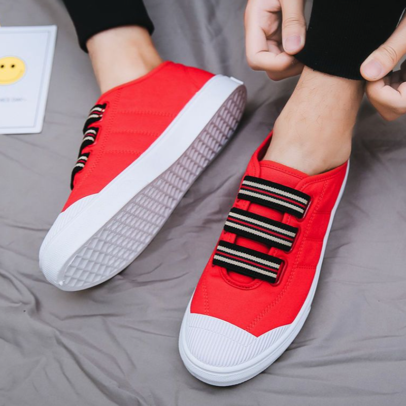 Men's Slip-On Canvas Shoes –Canvas Material, No-Lace Elastic Strap Design, Padded Insole,Lightweight Construction,Perfect For Streetwear & Daily Commute