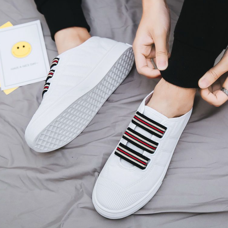 Men's Slip-On Canvas Shoes –Canvas Material, No-Lace Elastic Strap Design, Padded Insole,Lightweight Construction,Perfect For Streetwear & Daily Commute