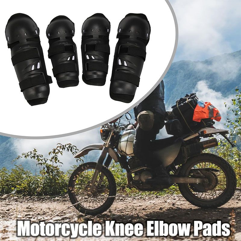 4 Piece Set Motorcycle Motocross Racing Armored Non-Slip Shock Resistant Riding Knee Protector Knee Guard Four Piece Round Head race Protectors Off-road Motorcycle Riding Equipment and Sports