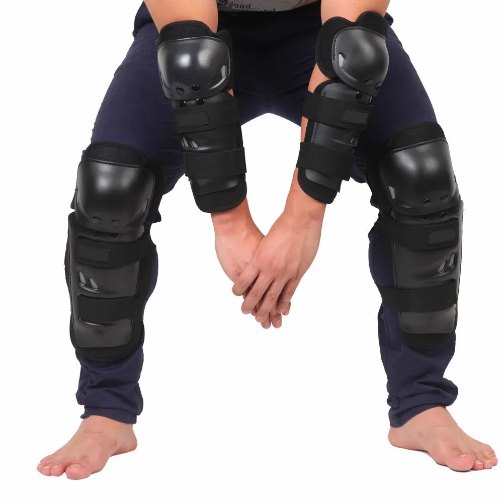 4 Piece Set Motorcycle Motocross Racing Armored Non-Slip Shock Resistant Riding Knee Protector Knee Guard Four Piece Round Head race Protectors Off-road Motorcycle Riding Equipment and Sports