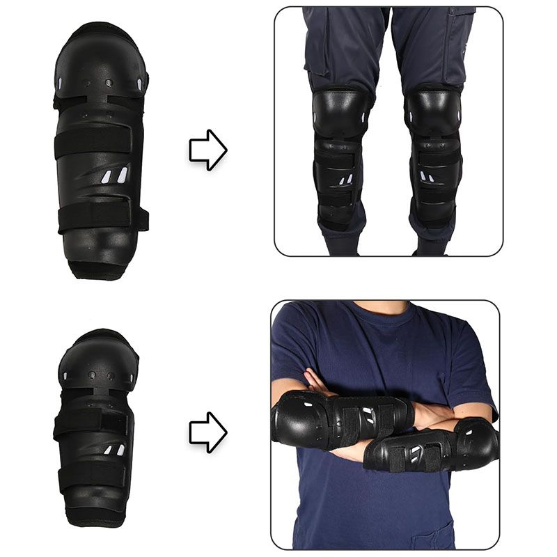4 Piece Set Motorcycle Motocross Racing Armored Non-Slip Shock Resistant Riding Knee Protector Knee Guard Four Piece Round Head race Protectors Off-road Motorcycle Riding Equipment and Sports