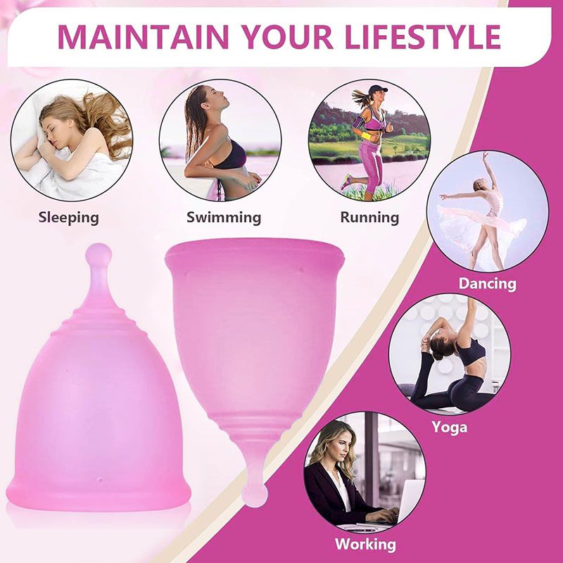 Menstrual Cup Period Cup Economical Feminine Alternative Protection For Cloth Sanitary Napkins For Reusable Menstruation Grade Silicone Soft Menstrual Cup Pretty Woman Tampoon alternative Leak-Proof W