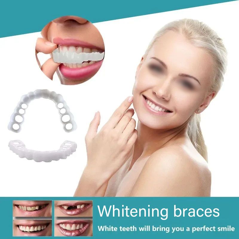 SXCHEN 2 Pairs Denture Care Tooth Whitening FakeTooth Jacket Simulation Braces Upper Teeth The Second Generation of The Teeth the Sixth Generation With Hole Simulation Braces Whitening Fake Braces Ora