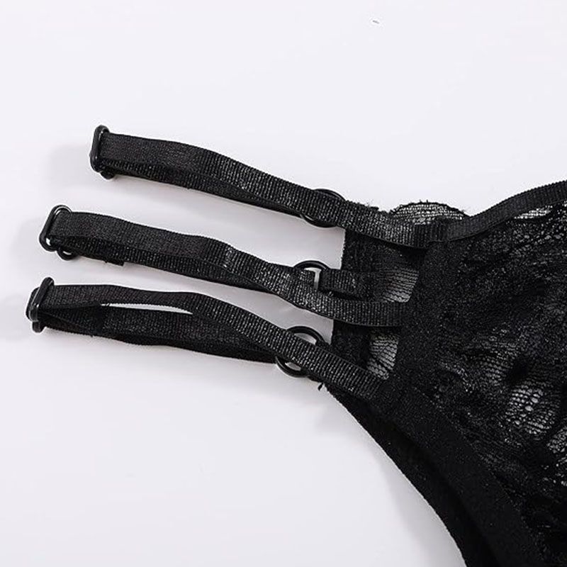 Women's Clothing Lingerie Sets Large size three-piece women's sexy suspender sequined silver silk nightgown sexy lingerie set