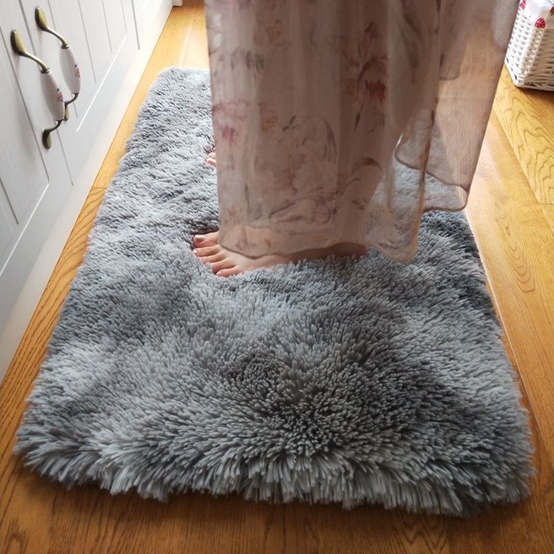 Home Decor Doormats Modern simple solid color shag carpet home entrance thick silk wool carpet bedroom coffee table living room entrance door mat